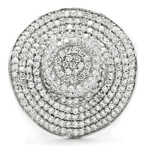 "The Celestial" Dome Cocktail Ring – Silver & Clear Cubic Zirconia