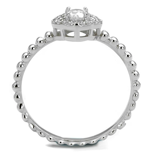 Rhodium 925 Sterling Silver Ring with AAA Grade CZ  in Clear