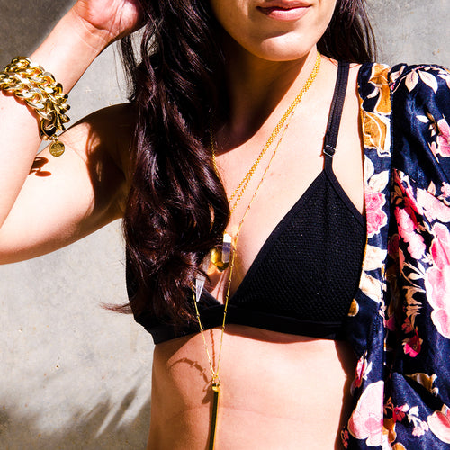 Gold Plated Crystal Wand Necklace – Healing Energy Jewelry