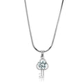Rhodium Brass Chain Pendant with AAA Grade CZ  in Clear