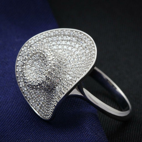 "The Celestial" Dome Cocktail Ring – Silver & Clear Cubic Zirconia